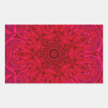 Red Star and Sun Mandala Rectangle Stickers