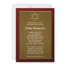 Red Star of David Bar Mitzvah Personalized Invitation