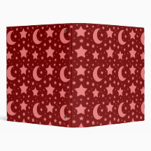 red stars and moon patterns 3 ring binders