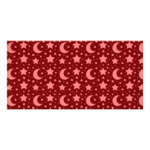 red stars and moon patterns custom photo card