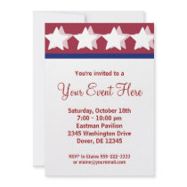 Red Stars Campaign Party Invitations