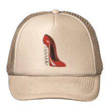 Red Stiletto Corkscrew Heel Cap Trucker Hat