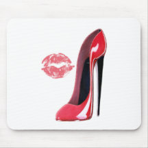 Red Stiletto Shoe and Kiss Art Mousepads