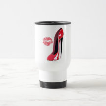 Red Stiletto Shoe and Kiss Mugs