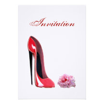 Red Stiletto Shoe and Rose Invitation
