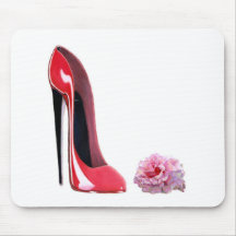 Red Stiletto Shoe and Rose Mousemats