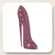 Red Stiletto Shoe and Snowflake Art Gifts Coaster