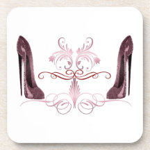 Red Stiletto Shoe's Art Beverage Coaster
