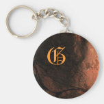 Red Stone Vintage Monogram Keychain