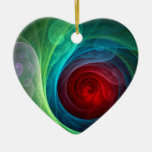 Red Storm Abstract Art Heart Ornament