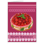 Red strawberry cake birthday card