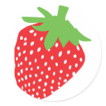 red strawberry icon round sticker