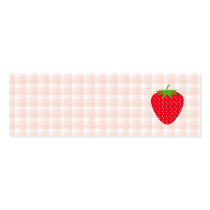 Red Strawberry on Gingham Check. Business Card Template