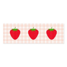 Red Strawberry on Gingham Check. Business Card Template