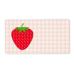 Red Strawberry on Gingham Check. Custom Shipping Label