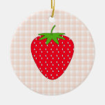 Red Strawberry on Gingham Check. Ornament