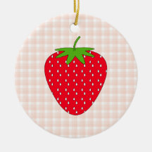 Red Strawberry on Gingham Check. Ornament