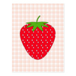 Red Strawberry on Gingham Check. Post Cards