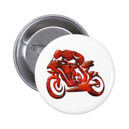 Red Streaks Embossed Motorcycle Racer Button