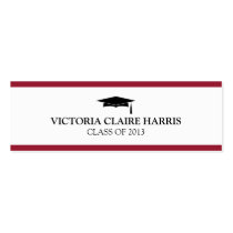 Red stripe border graduation cap name card business cards