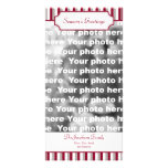 Red stripe vertical Christmas holiday greeting Photo Greeting Card