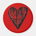 Red Striped Engraved Heart Fridge Magnets