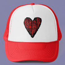 Red Striped Engraved Heart hats