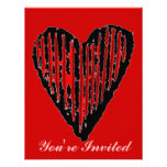 Red Striped Engraved Heart Personalized Invitations