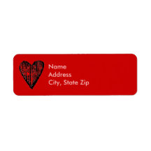 Red Striped Engraved Heart Labels