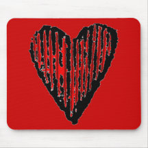 Red Striped Engraved Heart Mouse Pad