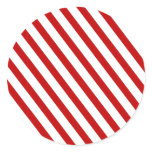 Red Striped Round Stickers
