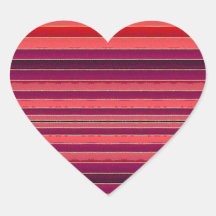 Red Striped Stripes Heart Sticker