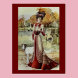 Red Striped Walking Dress postcards