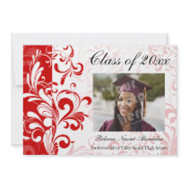 Red Stunning Swirl Photo Graduation Announcement
