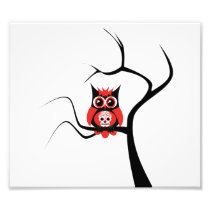 Red Sugar Skull Owl in Tree Photo Enlargement
