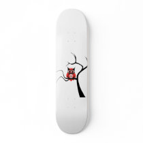 Red Sugar Skull Owl in Tree Skateboard