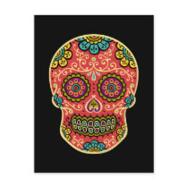 Red Sugar Skull Post Card
