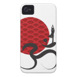 Red Sun Yoga Silhouette Black Om iPhone 4 CaseMate