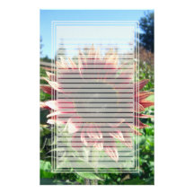 Red Sunflower Lined Stationery