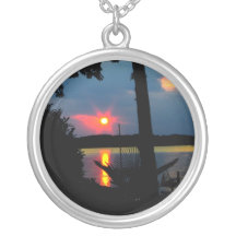 Red Sunset Sterling Silver Necklace