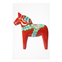 Red Swedish Dala Horse Customized Stationery