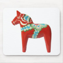 Red Swedish Dala Horse Mousepad