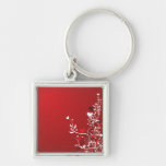RED SWIRL HEART FLORAL DESIGN GRAPHICS backgrounds Key Chain