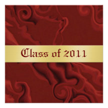 Red Swirl Modern Class of Graduation Invitation