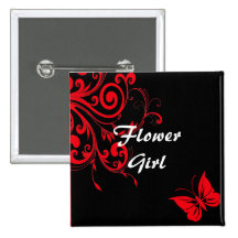 Red Swirls and Butterfly Button
