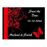 Red Swirls and Butterfly Postcards