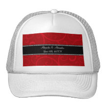 Red swirls wedding favors hats