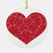 Red Swirly Heart Christmas Tree Ornament