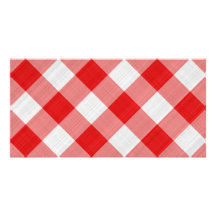 red table cloth photo card