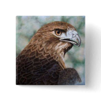 Red-tail Hawk airbrush Pinback Button